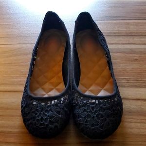 Jellypop Shoes Comfort Fit Women's Size 9 Black Crochet Flats
